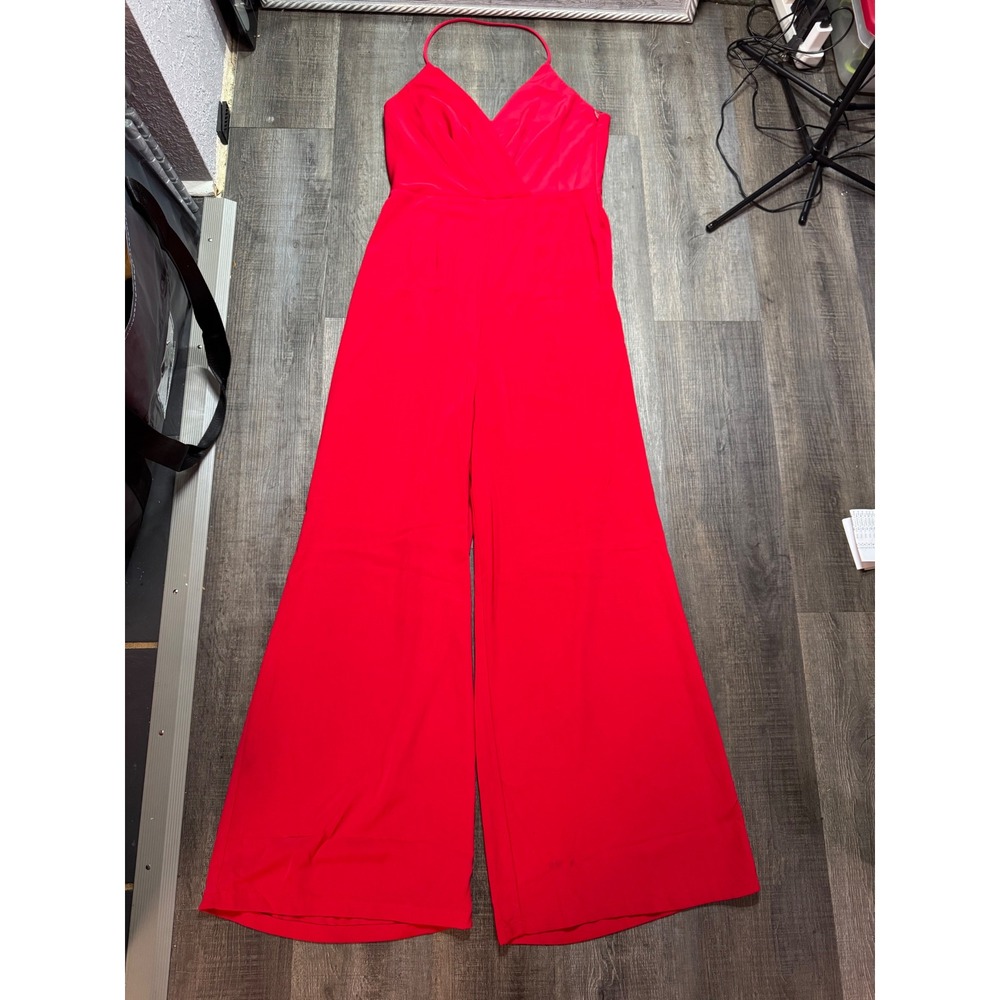 Urban Outfitters Red Halter Wide Leg Jumpsuit Surplice V-Neck Size 8 NWT